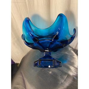 Vintage, Mid Century Atomic, Viking Glass, Column Ribbed, Six-petal, Swung Bowl